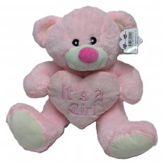 30415-11P:  28CM PINK BEAR WITH HEART